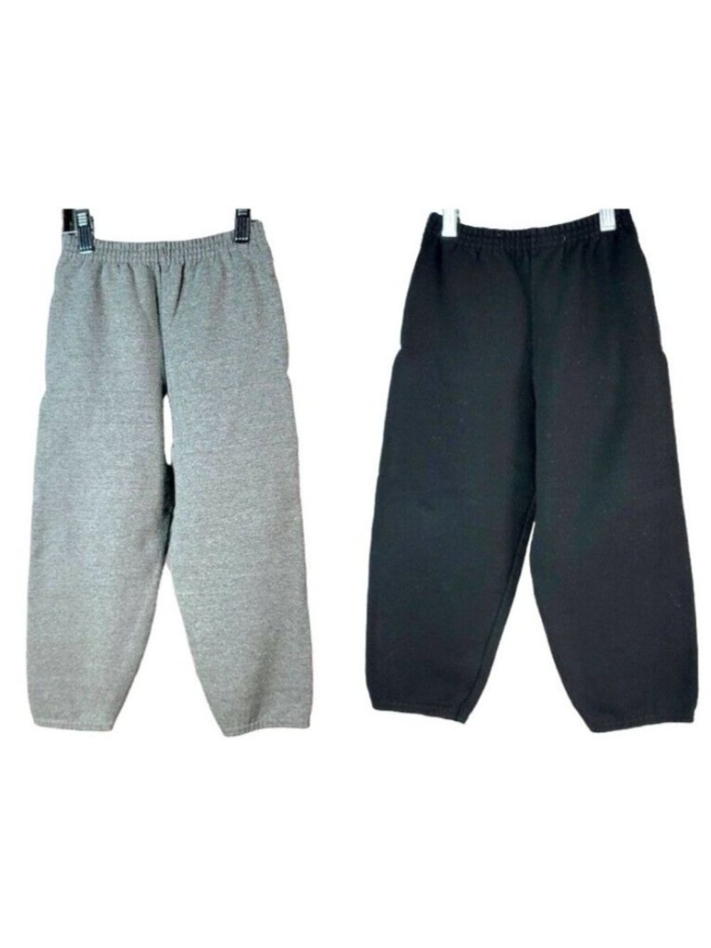 Hanes Boys Sweatpants Joggers Lot of 2 Black Gray XS Elastic Waist Cuff Pockets